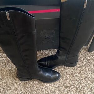 Black Leather Knee-High Boots